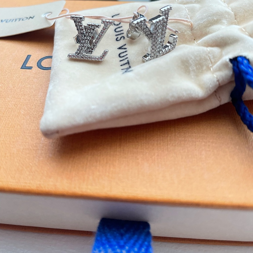 SOLD LV ICONIC EARRINGS SILVER CRYSTAL